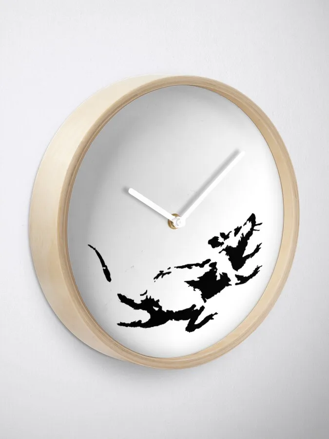 Banksy Rat Running in a Clock Wall Clock Modern 3D for Home Office Hotel Restaurant School Decoration