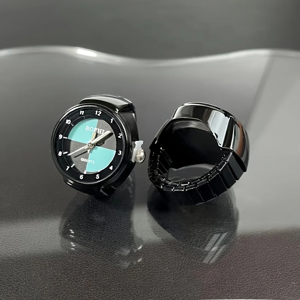 Creatieve Lichtgevende Quartz Ring Horloge Cool Color Block Mode Vingerhorloge Voor Vrouwen Mannen