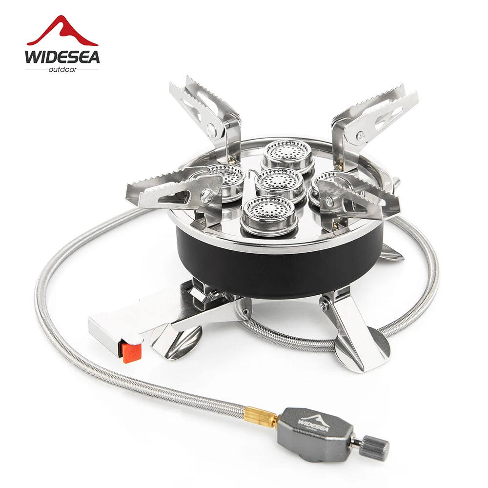 Widesea Camping 5in1 Gas Stove Outdoor Big Power Burner Portable Folding Furnace Picnic Equipment Cooking Hiking Supplies