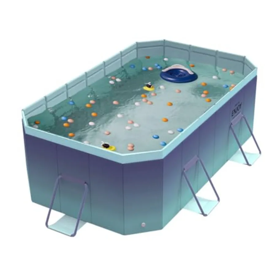 Foldable Pool for and Adults Non InflatableFrame Outdoor Swimming Pool Blue Kiddie Pools Thickened Support Dog Above Ground Gar
