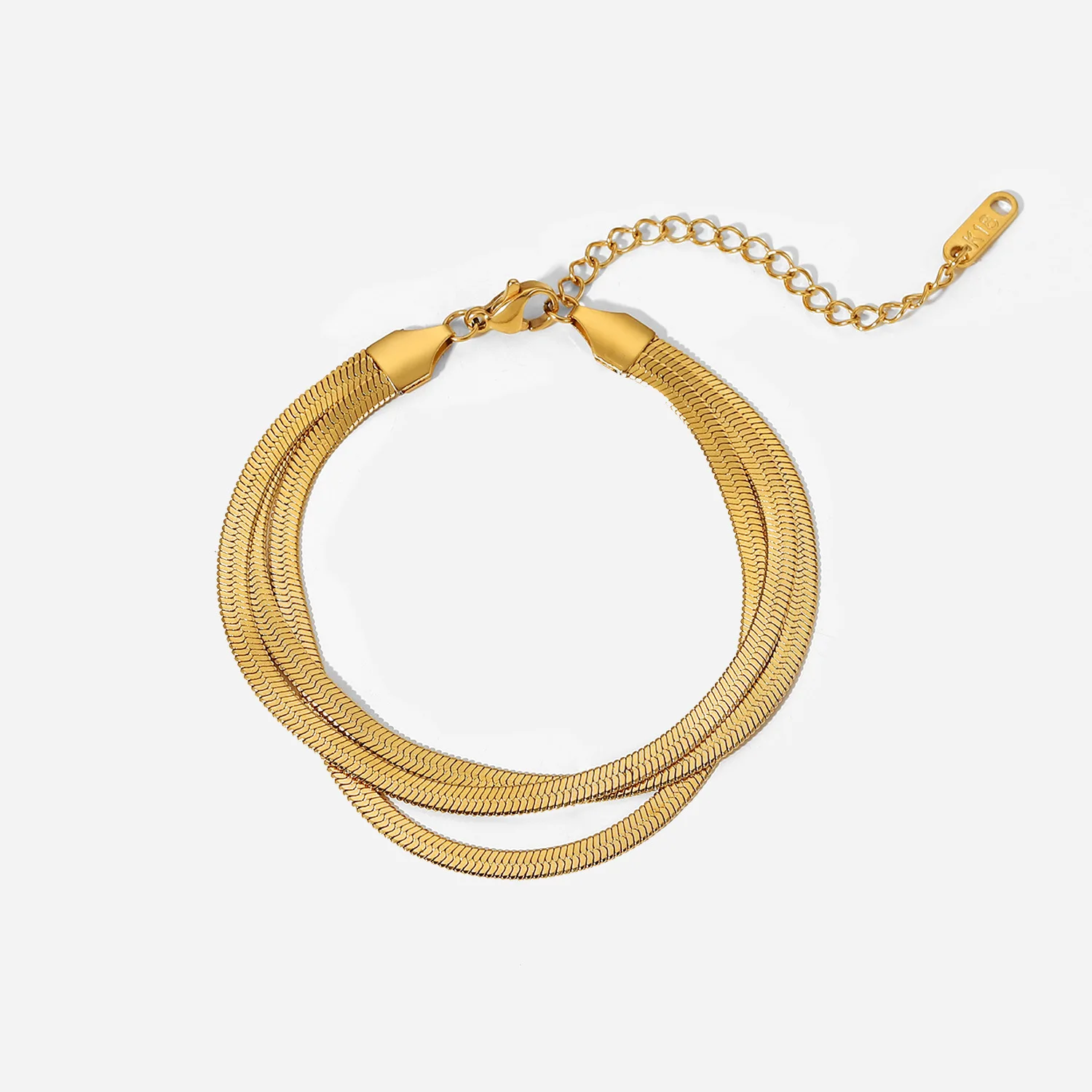

Stainless Steel PVD 18K Gold Plated Tarnish Waterproof Layered Snake Chain Bracelet For Woman Jewelry Wholesale Trendy
