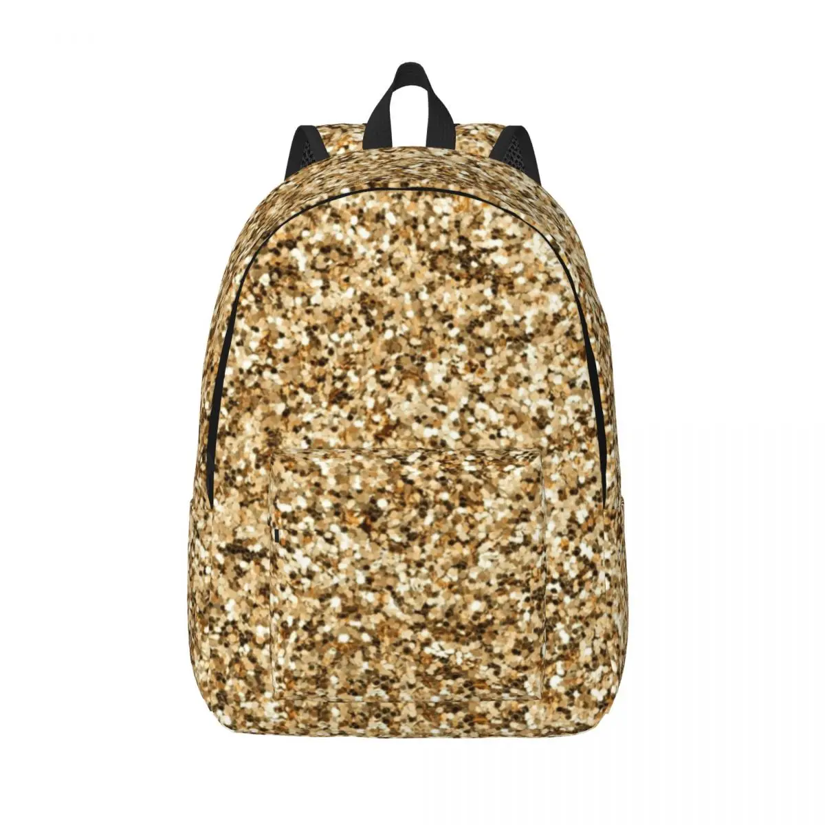 

Black And Gold Glitter Pattern Student Backpack School Bag Hiking Travel Daypack for Men Women Bookbag Shoulder Bags