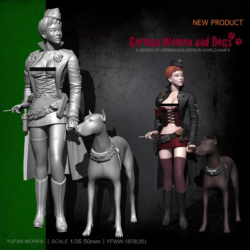 

75mm Sexy Female Soldier And Puppy Resin Model Figure Gk Micro Miniature 3d Printed White Model Toy Unassembled And Unpainted