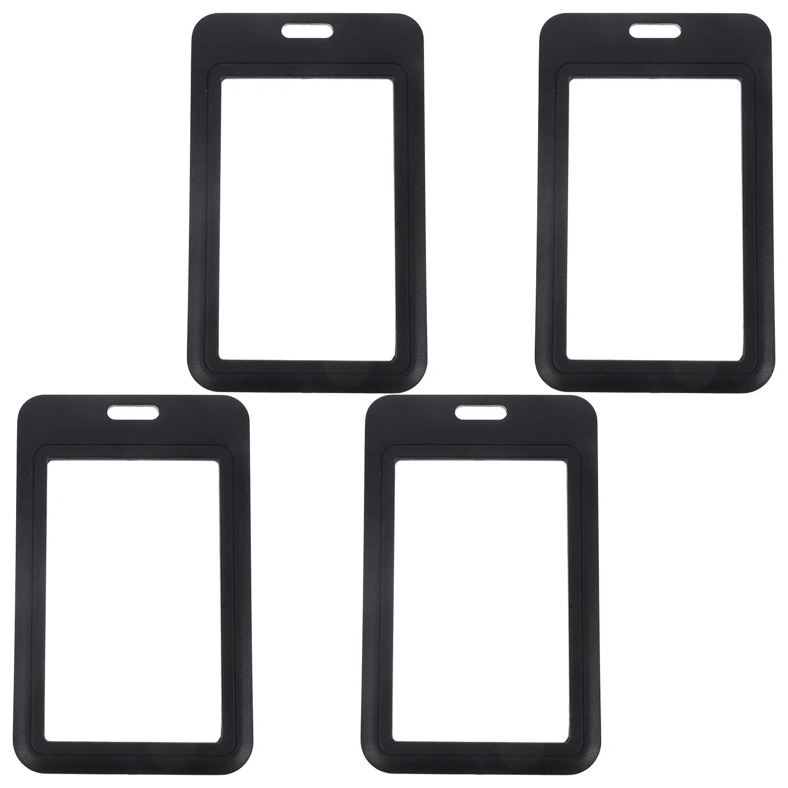 

4 Pcs Transparent Badge Card Clear Sleeves Plastic Id Holder Double Sided Black Multi Functional Slim Lightweight For Teachers
