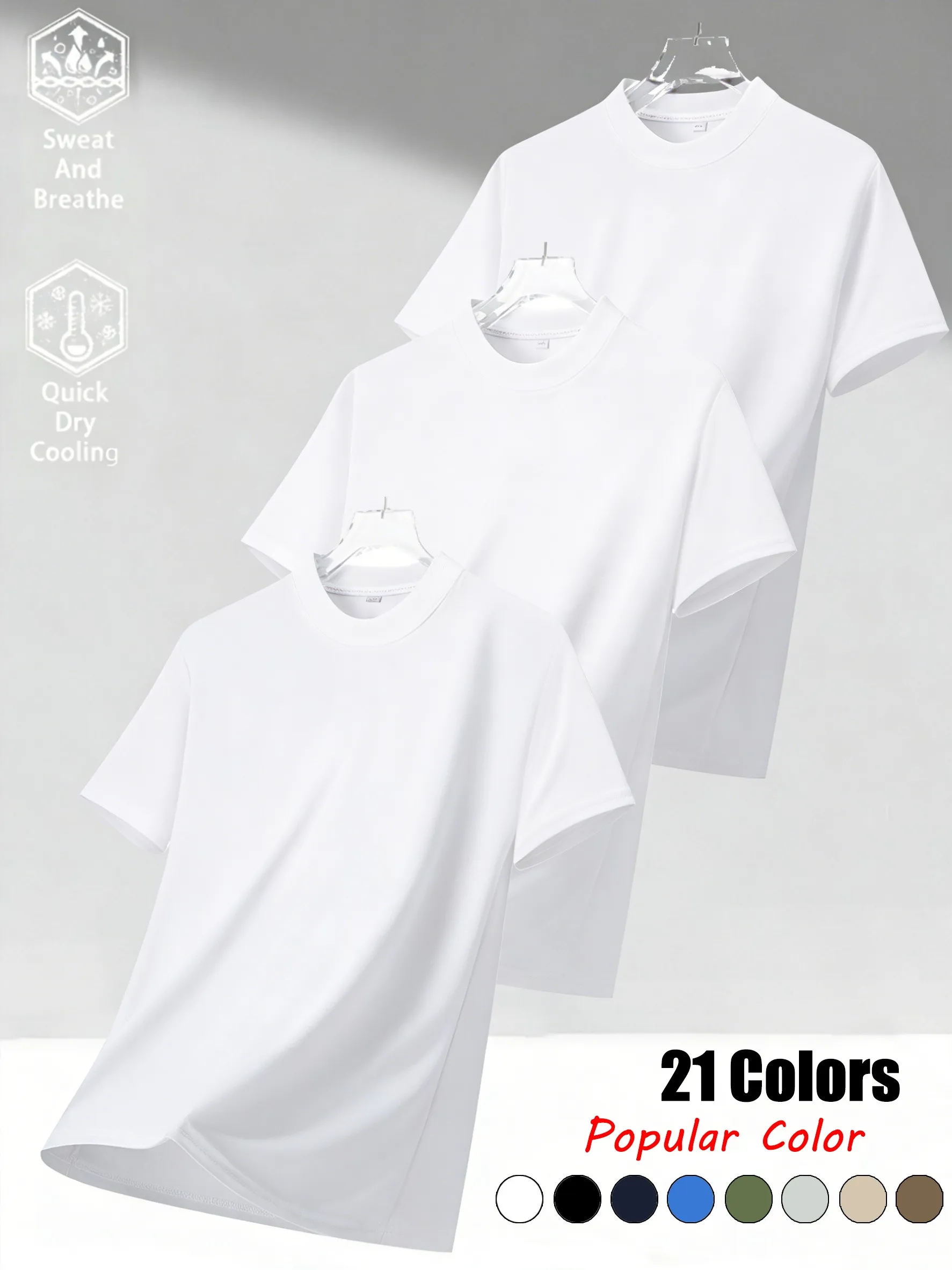 21 Farben Sommerliches T-Shirt für Herren aus Baumwolle, atmungsaktiv, locker geschnitten, Basic, Freizeit, Sportbekleidung, All-Match Street Top