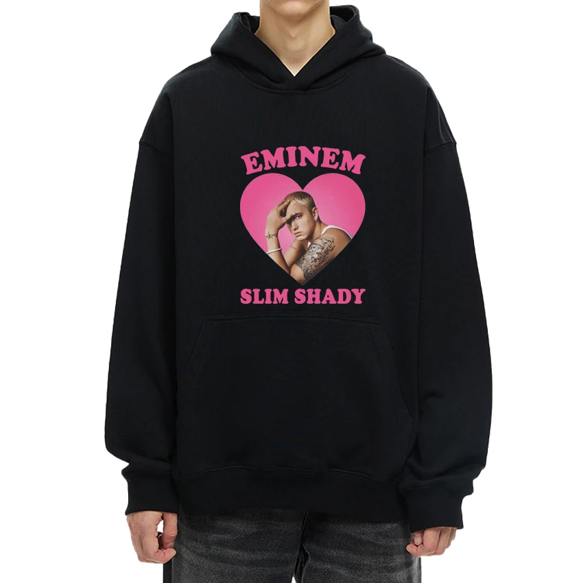 Heißer Verkauf Eminem Love Graphics Mode schwarzer Hoodie Neue Männer Frauen Casual Übergroßes Sweatshirt Unisex Fleece Langarmpullover