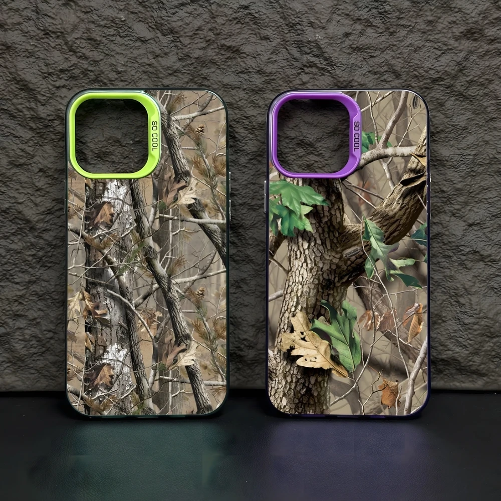 Realtree Real Tree Camo Phone Case Colored Silver Trendy Phone Case For IPhone16 15 14 13 12 Pro Max 11 2024 Fashion Couple