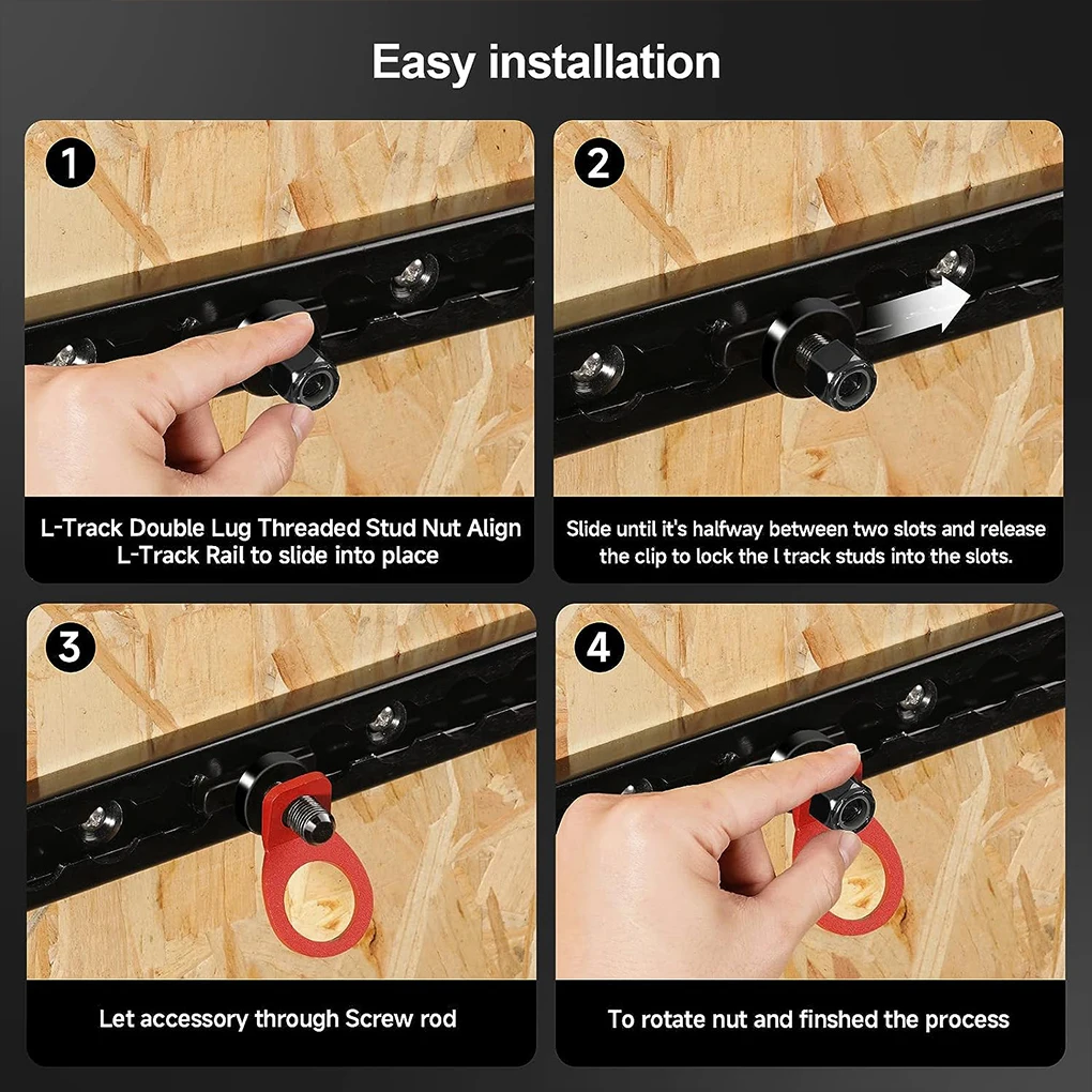 Preto duplo Lug rosca Stu-d para RVs L-Track, conveniente e seguro, 5pcs