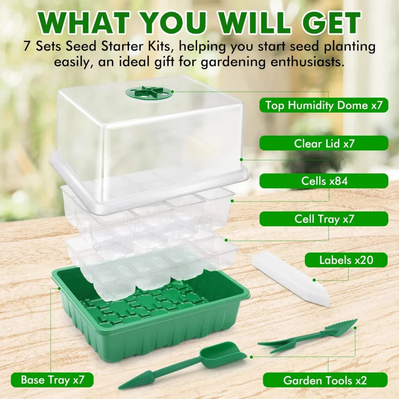 84 XL Cells Seed Starter Tray, Packs   Kit Large Size and Individual , Seedling Starting Trays with Humidity D