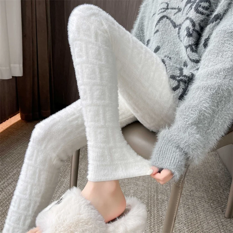 

Модные жаккардовые бархатные леггинсы из норки, женские зимние теплые узкие эластичные брюки с высокой талией и бархатные штаны с подкладкой