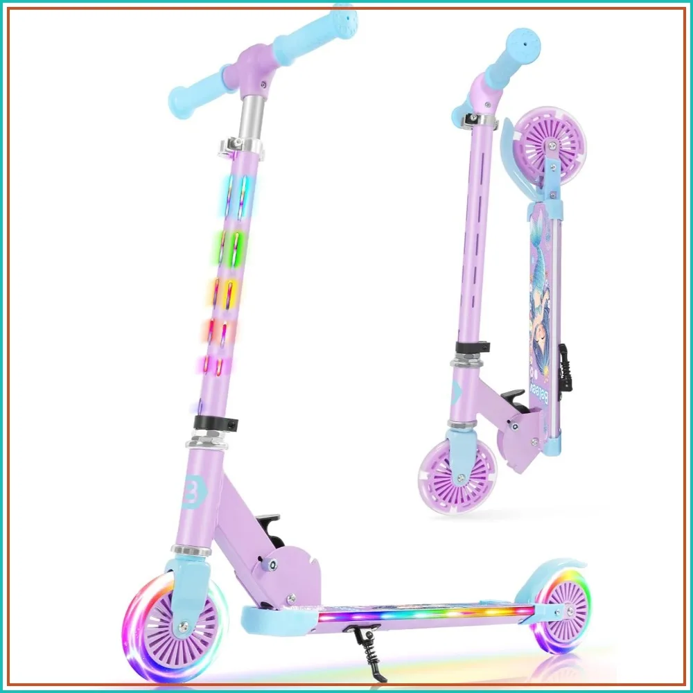 

LED Light-Up Kids Scooter with Adjustable Height, Foldable & Lightweight for Ages 3-12