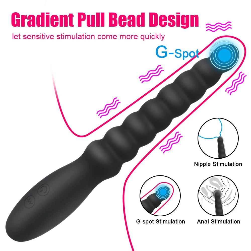 10 Speed Anal Vibrator Anal Beads Prostate Massage Dual Motor Butt Plug Stimulator USB Charge Vibrators Sex Toys For Men Women