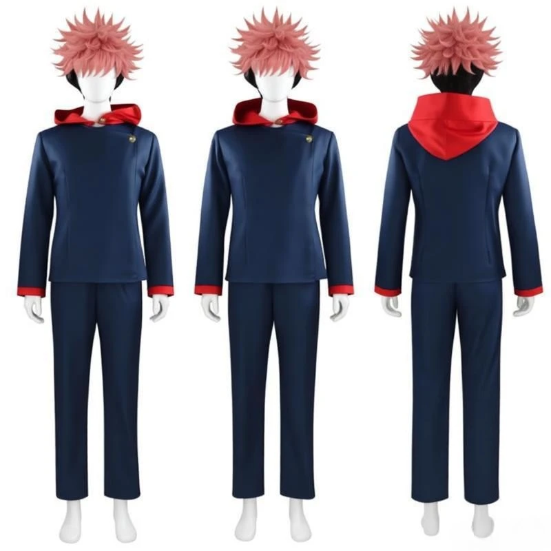 

Anime Cosplay Academy Costume with Hooded Pants for Women Mens Halloween Outfit Include Wig School Carnival Uniform