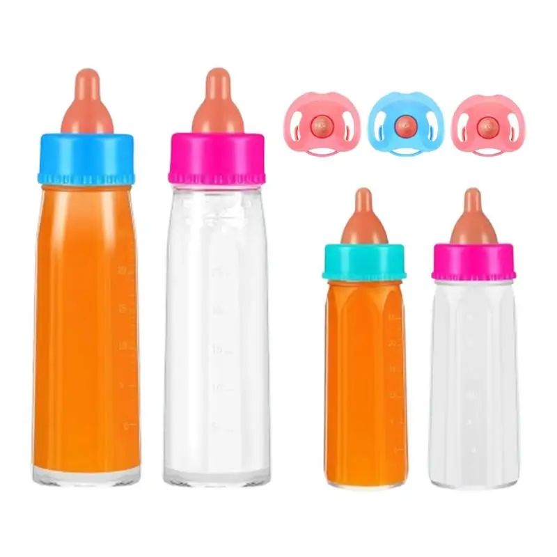 Botellas para niños pequeños, juego de botellas de leche que desaparecen, juego de simulación seguro, juego de juguetes de alimentación, muñeca divertida y colorida para niños pequeños