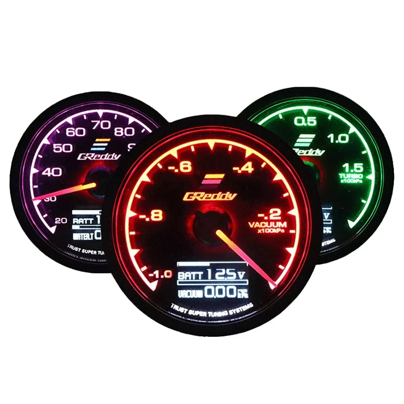 2026 New GReddi Boost Water Temp 7 Warna LED Display Turbo Oil Pressure RPM Tachometer Racing Mete Gauges Display Gauges for Car