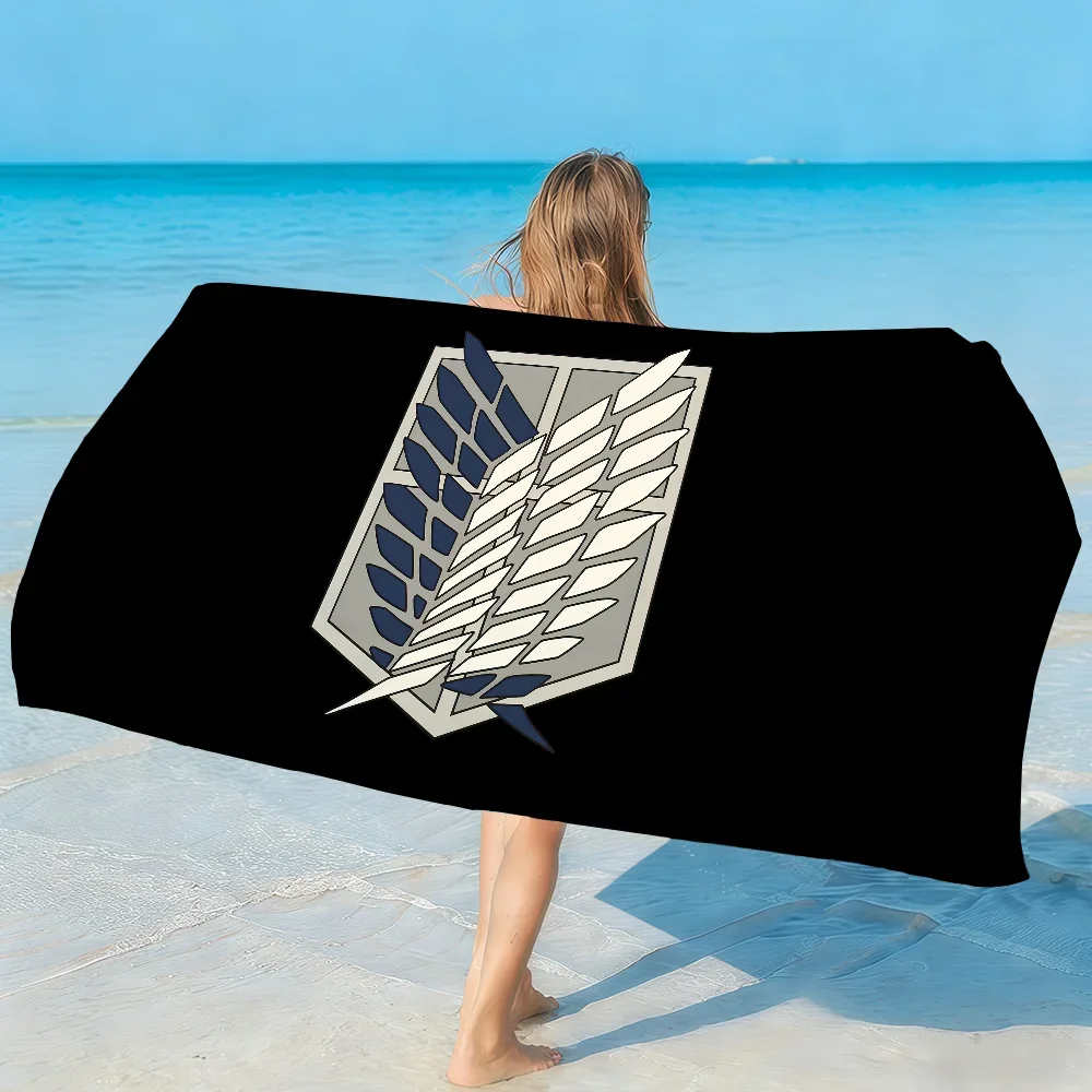 A-Attack on Titan Crest Towel Soft Lightweight Anti-Sand Large Beach Towel Quick-Drying Bath Sports Family