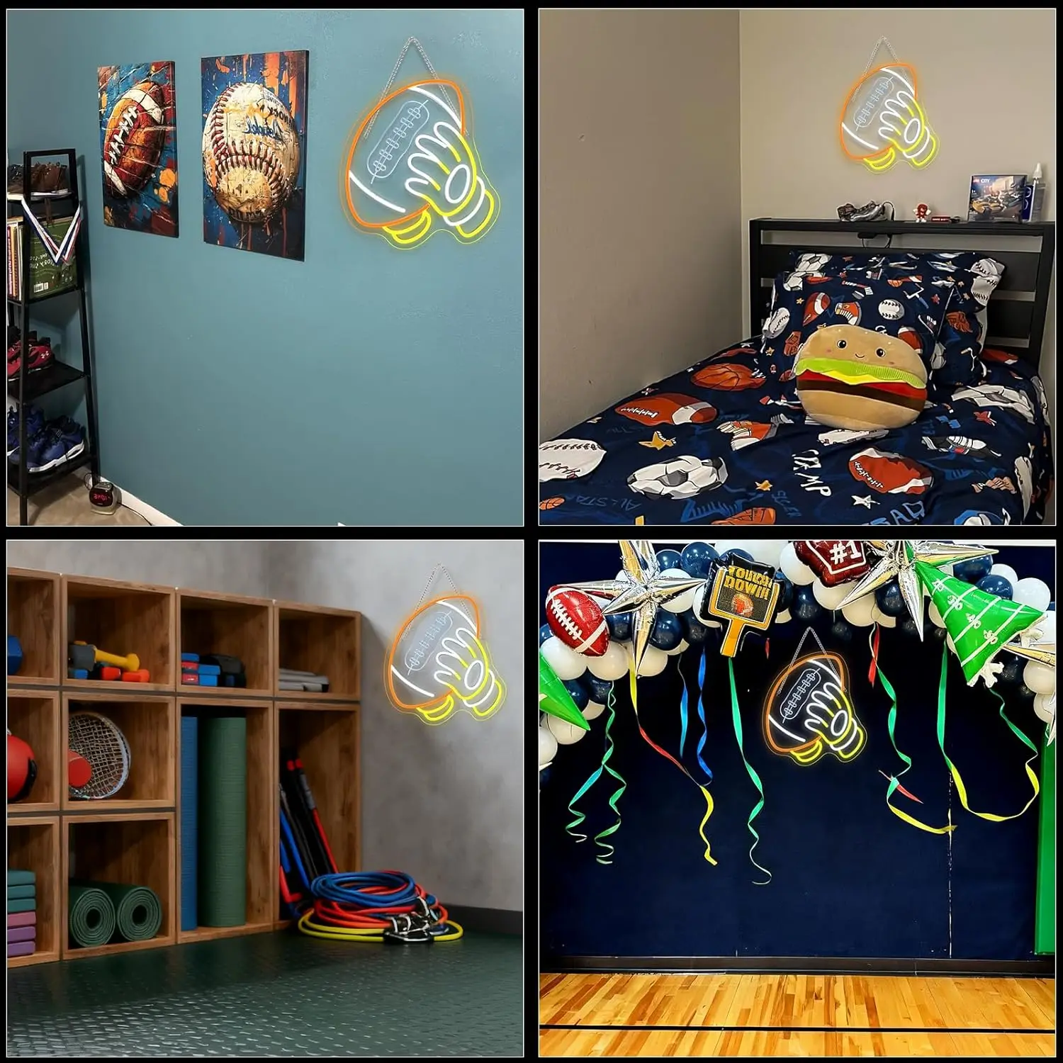 Rugby Neon Sign Room Decor Art Wall Lights USB Powered Sports-themed Party Led Light for Gym Stadiums Bedroom Decoration  Gift