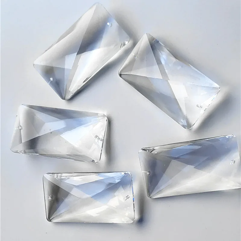 Top Quality 10pcs 55mm Clear K9 Crystal Faceted Chandelier Pendants (Two Holes ) Window Suncatchers Glass Prisms Lighting Parts