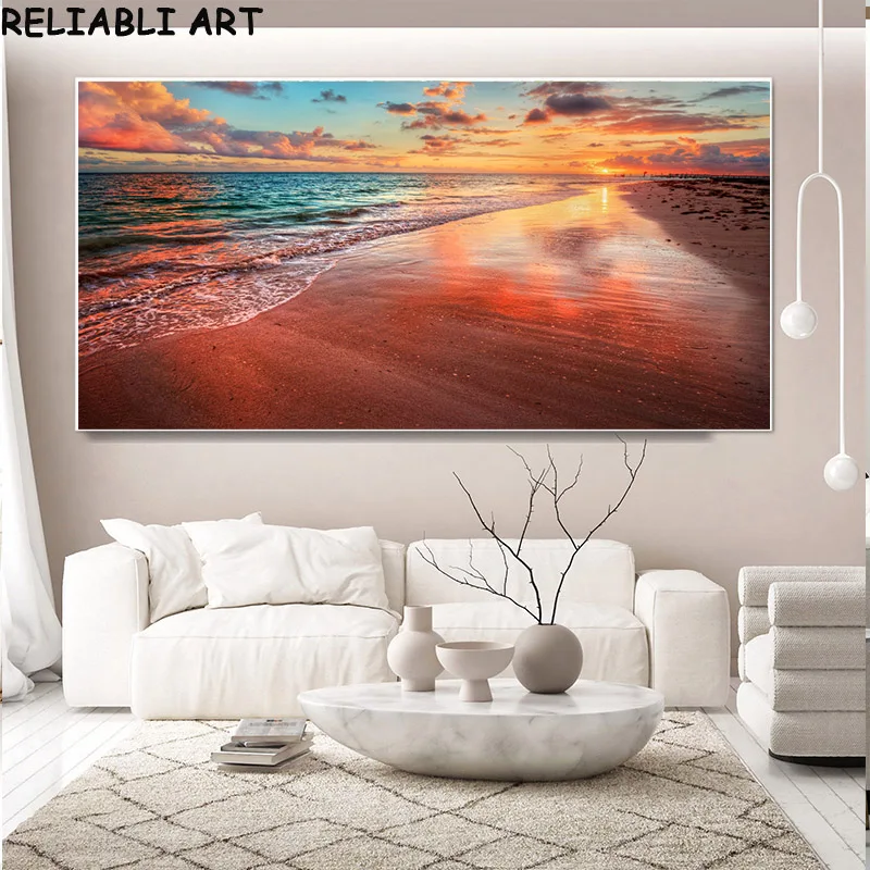 Natural Landscape Poster Sky Sea Sunrise Painting Printed On Canvas Home Decor Wall Art Pictures For Living Room Interior Art