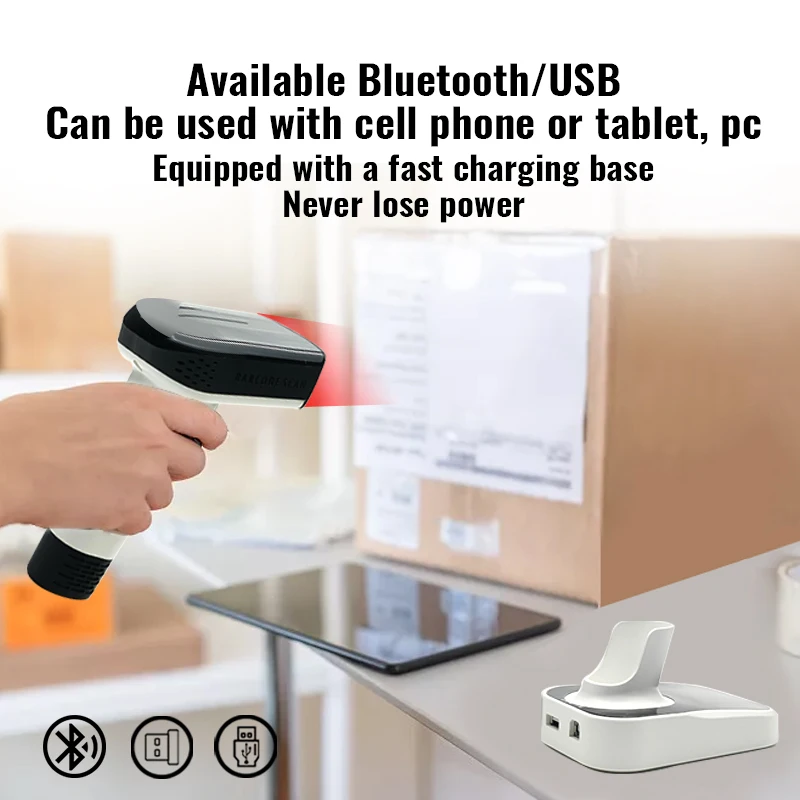 825WZ 1D 2D QR Wireless Barcode Scanner Laser Handheld USB Interface In Stock
