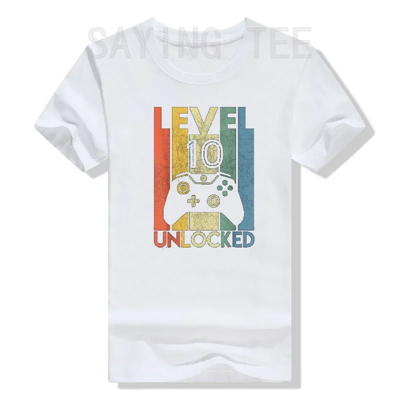 Level 10 Unlocked Shirt Funny Video Gamer 10th Birthday Gift T-Shirt Boys Fashion Awesome Graphic Tee Tops Sons B-day Presents