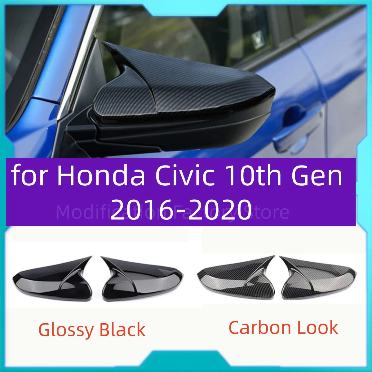 Rückspiegel-Abdeckungsverkleidung – passend für Honda Civic 10. Generation 2016–2020, Außentür-Flügelkappe, Gehäuse, Spiegel-Abdeckkappe, Add-on