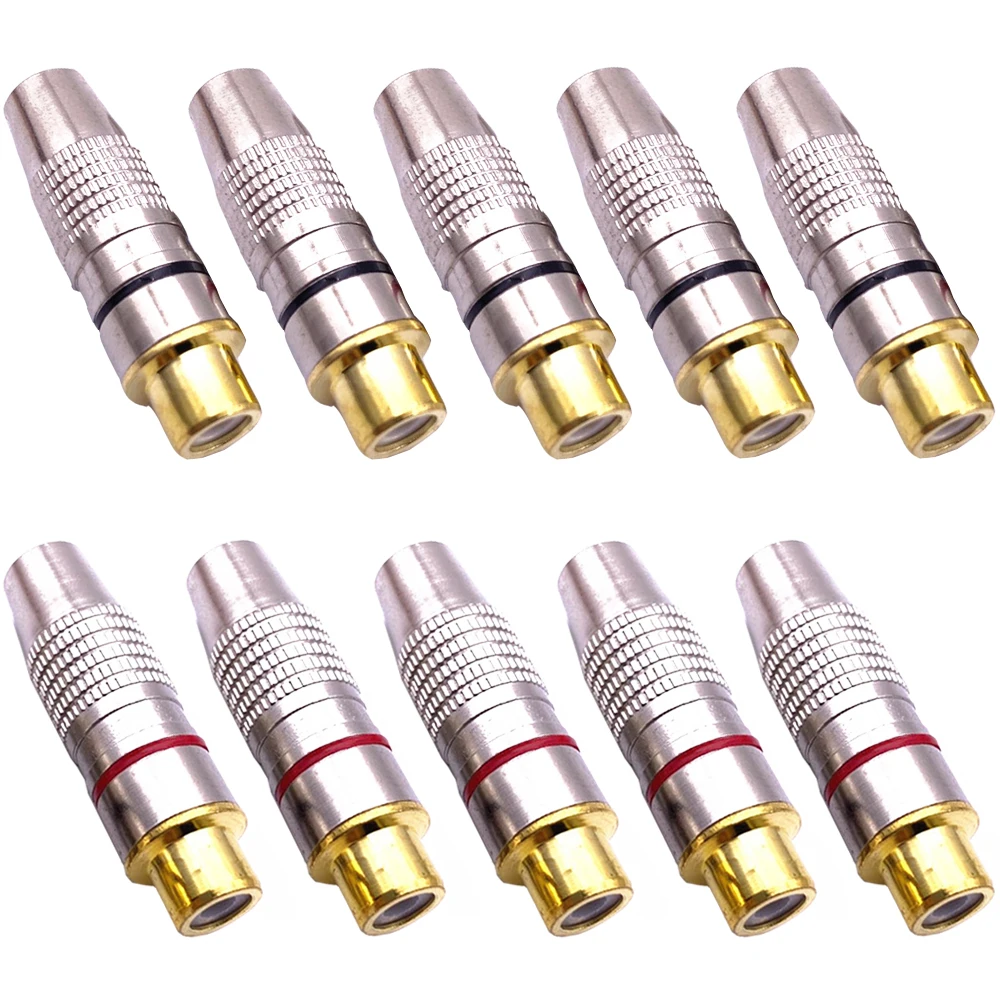 

10Pcs Gold Plated RCA Female Jack Plug Connector Solder Audio Video Adapter Plug Connector RCA Convertor for Coaxial Cable