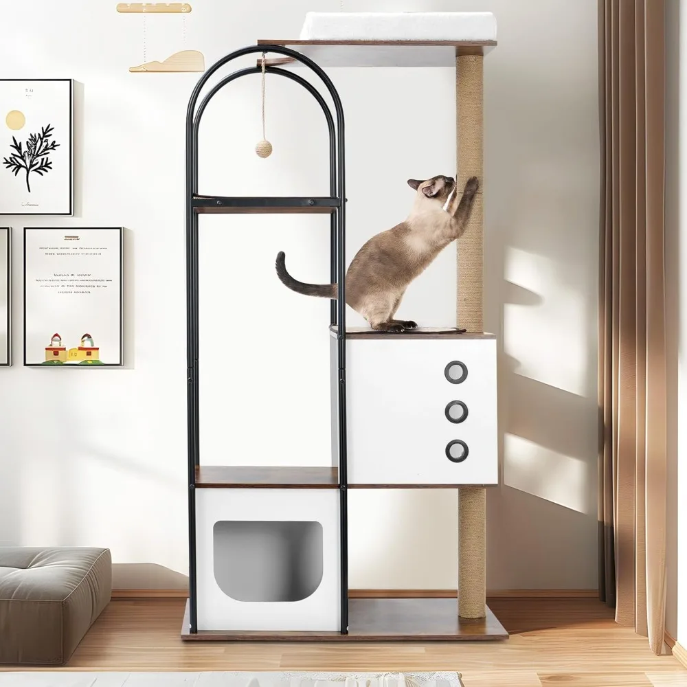 

Dream / Cat Climbing Frame,Cat Tree,Modern Cat Tower, Multi-Level Cat Condo With 1 Caves,2 Scratching Posts,Perch,for Indoo