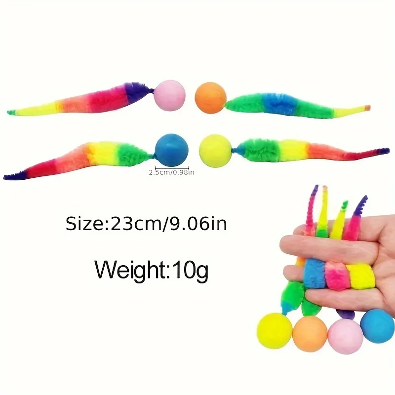 1PC Random Color cat toy Elastic ball colored caterpillar desig nonelectric durable plastic construction