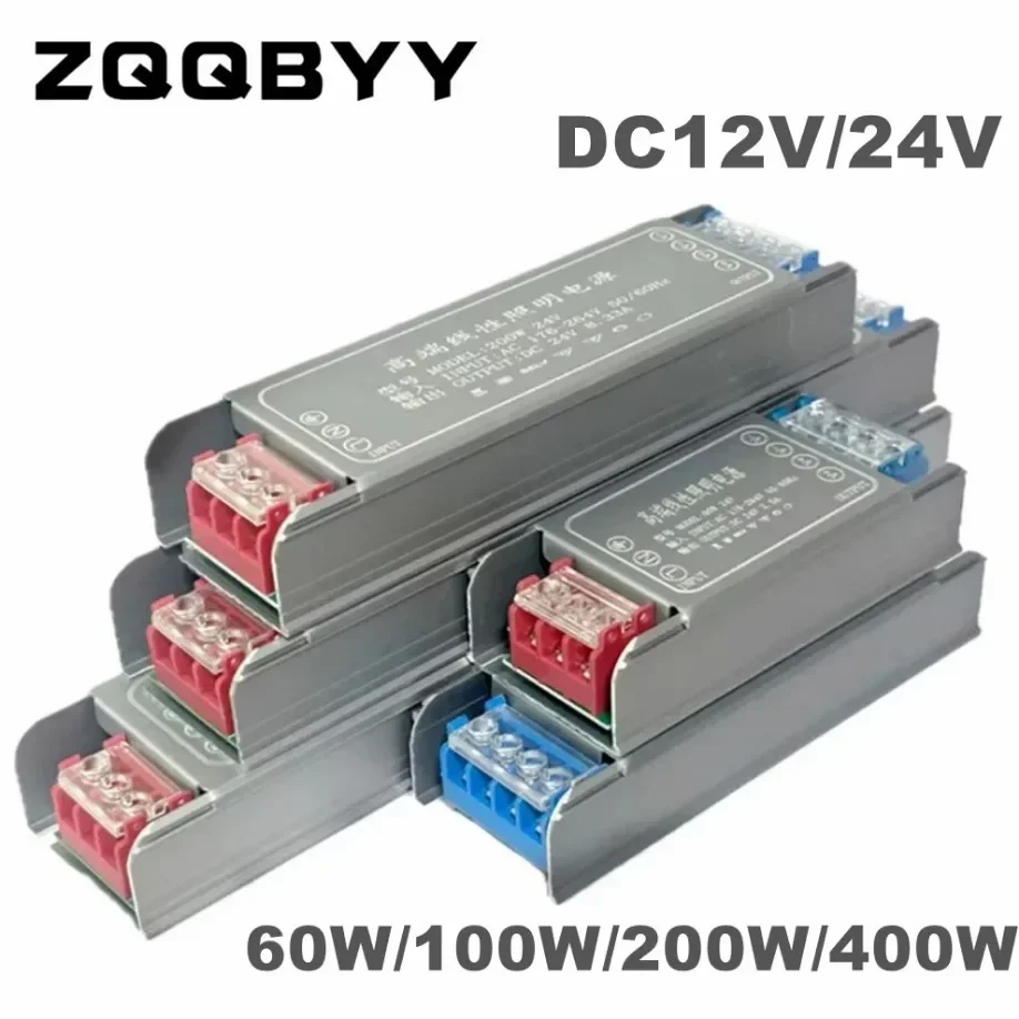 Zasilacz impulsowy DC12V 24V AC176-264V Wyciszenie Transformatory oświetleniowe Sterownik światła LED 60W 100W 200W 300W 400W Zasilacz