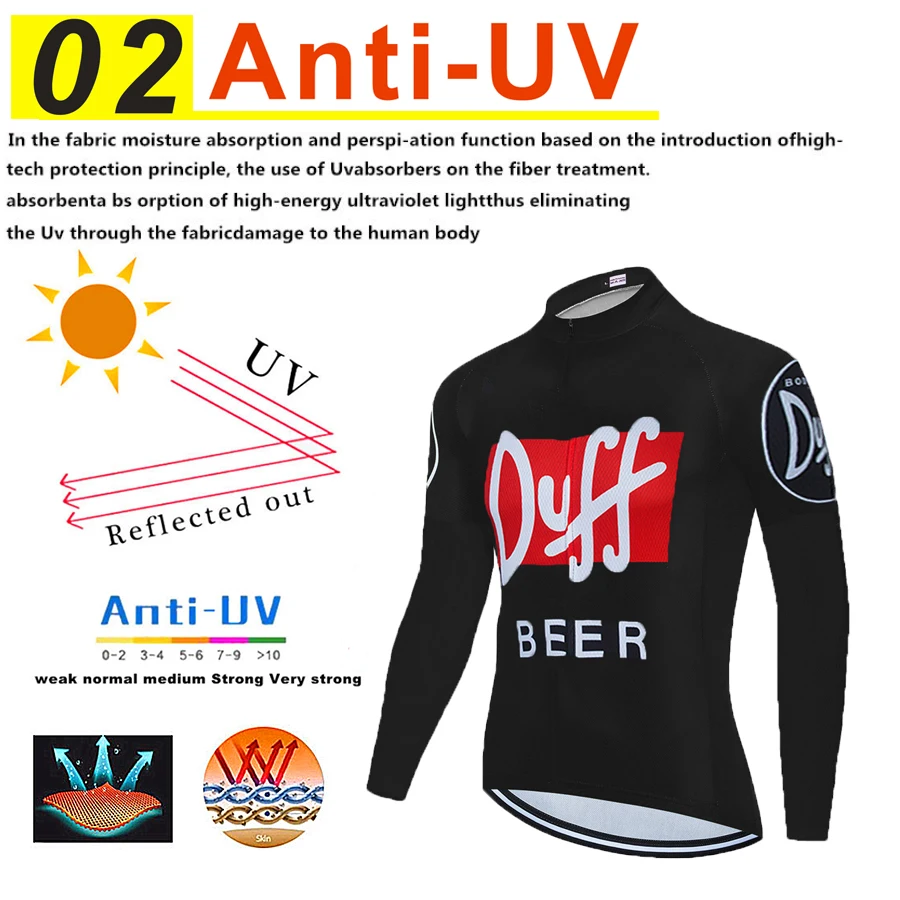 Man Bike Outfit Mtb DUFF Beer Cycling Clothing Laser Cut Jersey Tricuta Bib Set Jacket Pants Suit 2023 Mens Clothes Gel Uniform