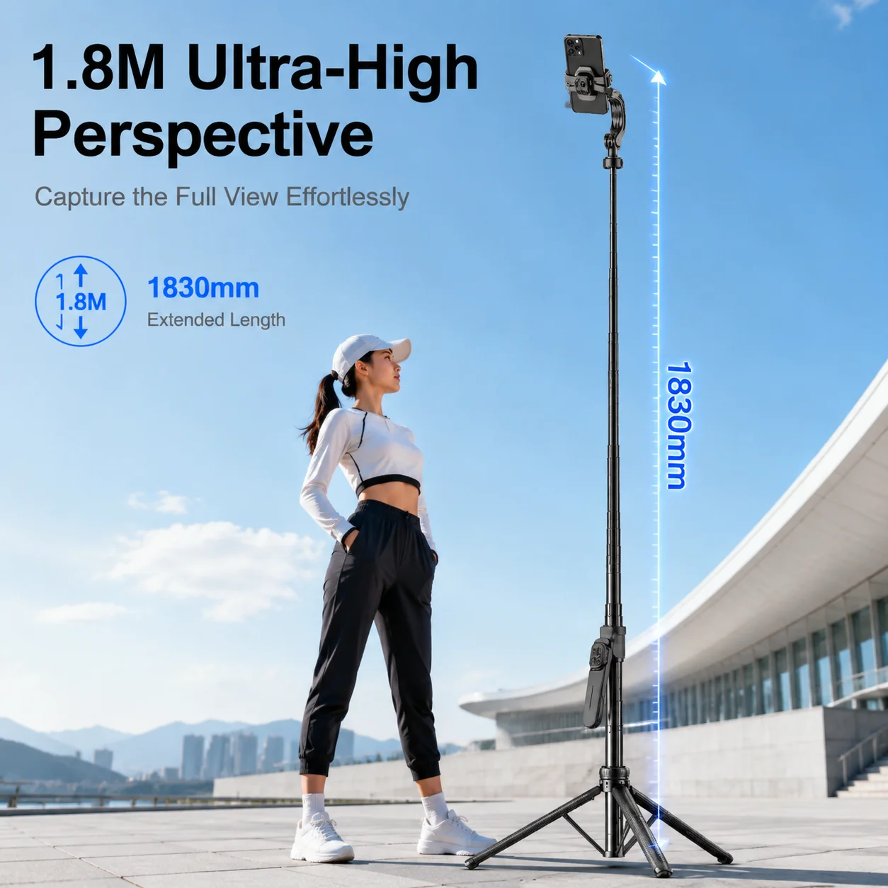 Professional 1.8M Aluminum Alloy AI Smart Face Tracking Selfie Stick Tripod 360 Auto Rotation App Integration Wireless Control