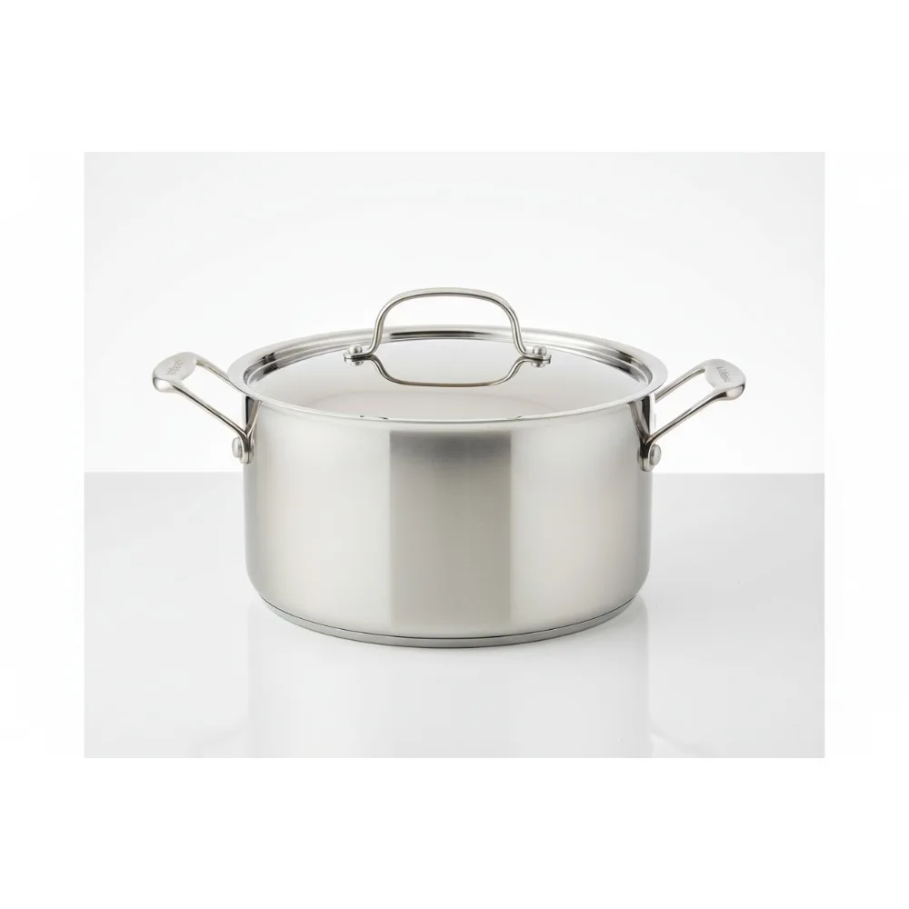 

Premium 6-Quart Stainless Steel Stockpot with Lid - Even Heat Cooking for Home Chefs & Families