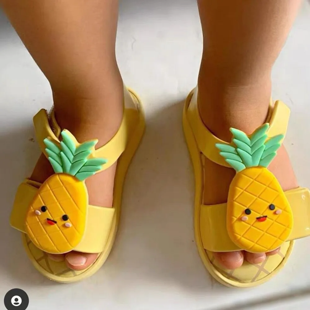 Mini sandalias de fruta para niños y niñas, zapatos de gelatina, aguacate, frutas y zapatillas, zapatillas decorativas de fresa, HMI042