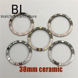 BLIGER 38mm Ceramic Watch Bezel Half Black Half Gray Gold Index Number Fit 40mm Watch Case For Men's Watch Modified Replace Part