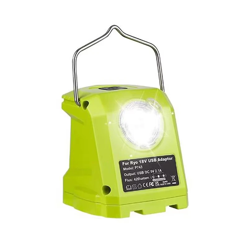 Portable LED Light for Ryobi 18v Battery 450lm Work Light Powered by For Ryobi Battery Dual USB 2.1A Fast Charge 3 Modes