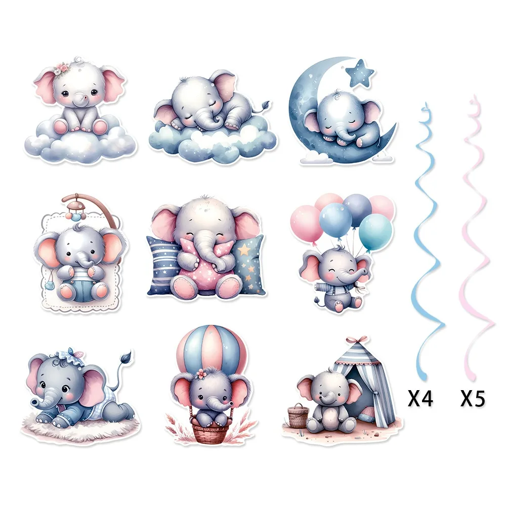 الأزرق الوردي الفيل كب كيك توبر الاطفال حفلة عيد ميلاد كعكة الديكور استحمام الطفل تفضل الجنس تكشف لوازم كعكة الحفلات #2