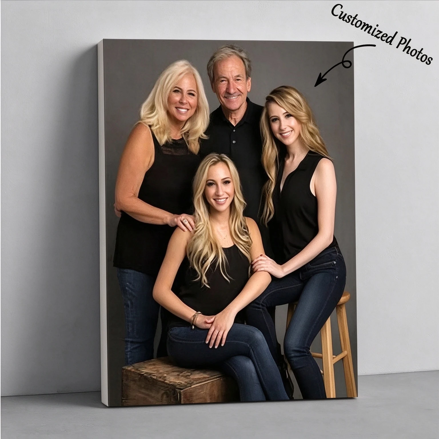 Custom Photo Canvas, Personalized Frameless Fabric Poster for Family, Family Portrait Wall Art, Family Reunion & Gift Decor