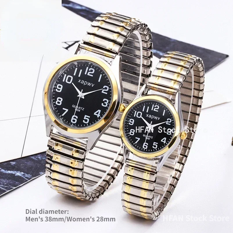 Mode femmes hommes montre bande élastique Flexible Quartz montre-bracelet cadran noir bracelet en acier Couple montre cadeau