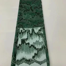 Dashanfeng Embroidered Fabric Sparkling Beads High Quality Design Fabric Dress Colth Material Wholesale By Yard