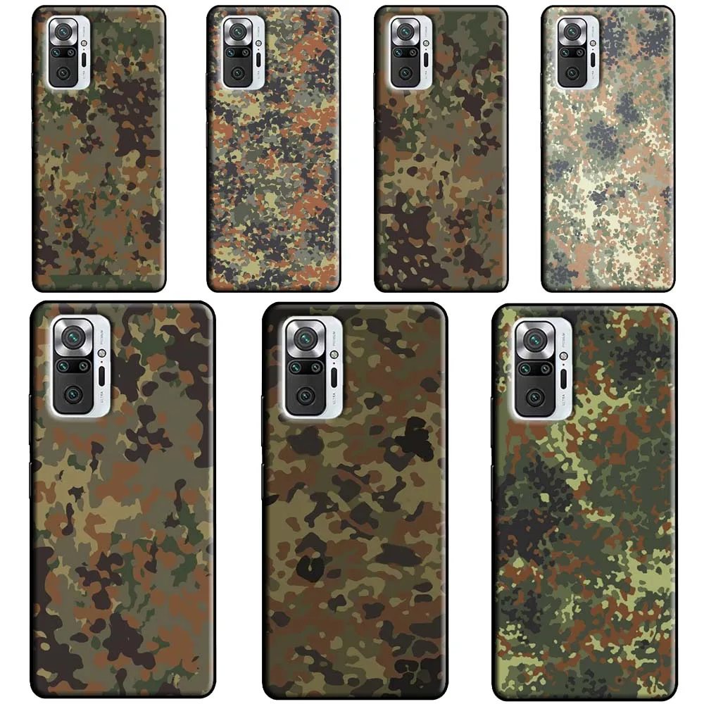 Futerał kamuflażowy Flecktarn do Xiaomi Redmi Note 12 Pro 11 8 9 10 Pro 9S 10S 11S 12S Redmi 12C 10C 9C 10A