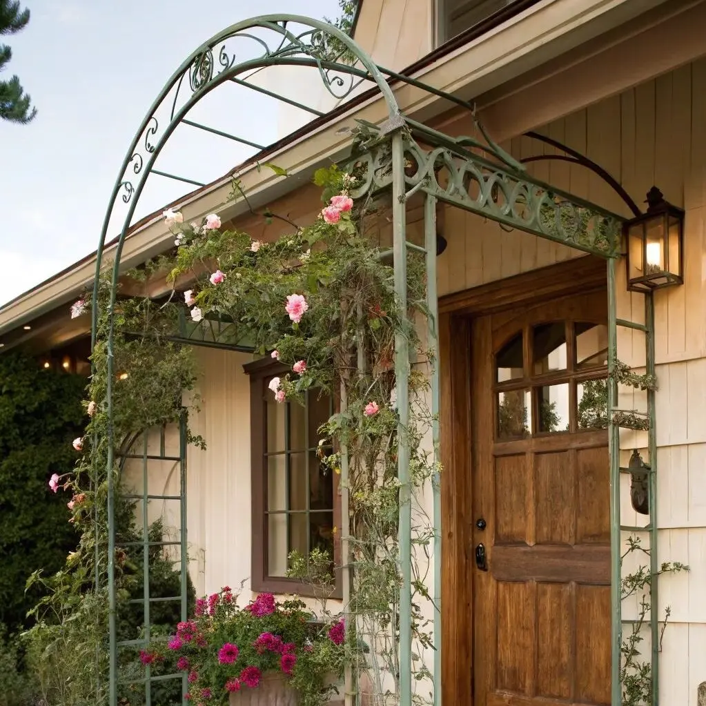 Waterproofed Powder Coated Iron Garden Arbor Pergola Arch with Optional Screen and Metal Net Protective Fence