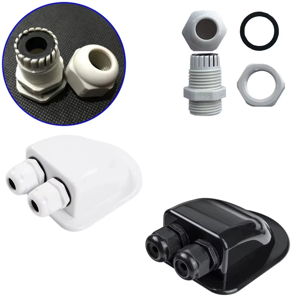 Waterproof Double Hole Cable Entry Gland Box White Solar Panel Roof Wire Entry Box Home Improvement Electrical Wiring Cable Glan