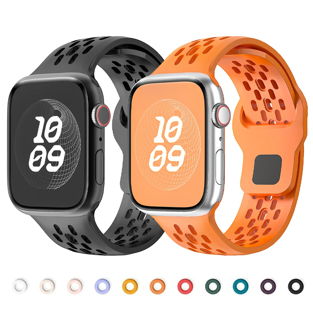 حزام لساعة أبل 45 مللي متر 41 مللي متر 44 مللي متر 49 مللي متر 40 مللي متر 42 مللي متر تنفس سيليكون سوار كوريا iwatch سلسلة 9 8 7 6 5 3 SE Ultra