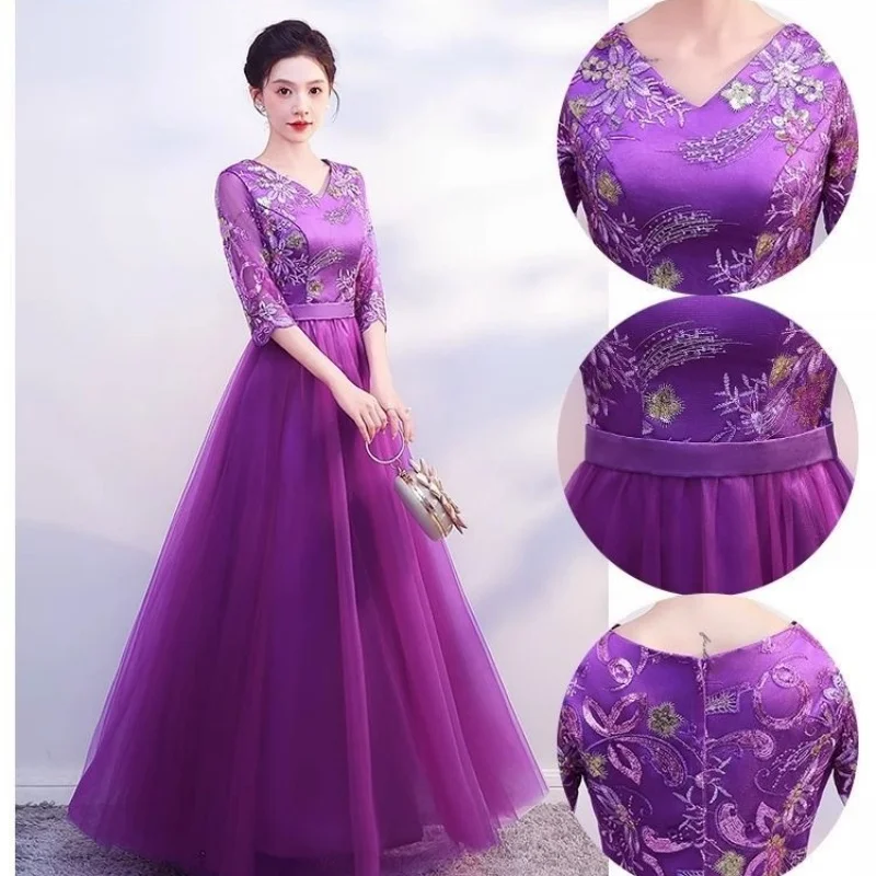 

Восточное вьетнамское традиционное платье, женское платье с цветочной вышивкой, свадебное платье, Cheongsam, элегантный костюм для хора на сцене