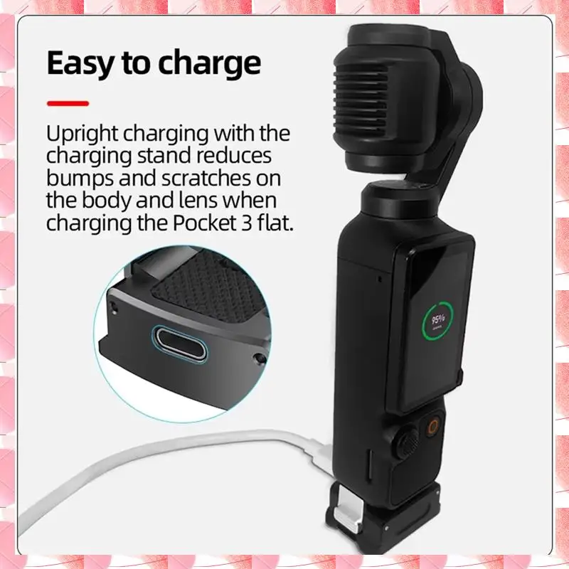 JAJA Charging Base For DJI OSMO Pocket 3 Camera 1/4 Mount Adapter Connector Fixed Holder Quick Release Accessory
