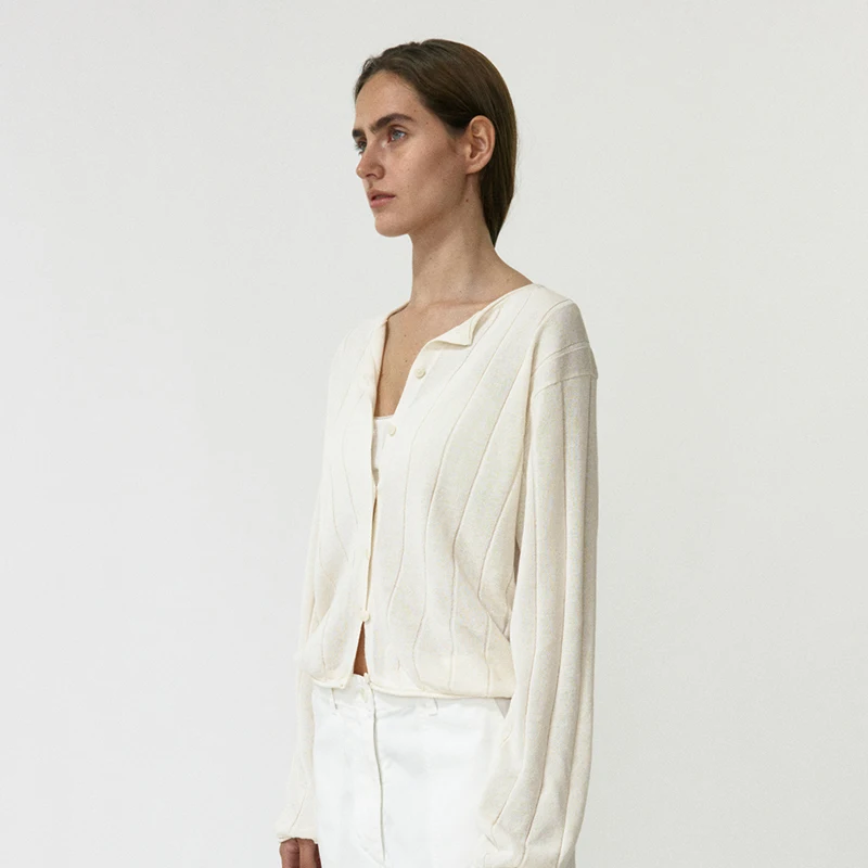 سترة نسائية محبوكة فضفاضة مفتوحة موضة شفافة Sle الكورية وصول جديد موسم الخريف قطع مستقيمة irt