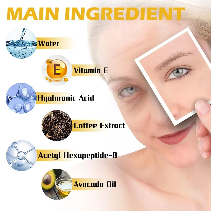 OUHOE Crema per gli occhi alla vitamina E Cerchi scuri alleggeriti Piedi di gallone Crema per gli occhi rassodata e idratata