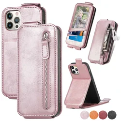 Vertical Case For iPhone 15 Pro Max 14 Plus 13 Mini 12 Pro 11 7 8 X XR XS Max Luxury Leather Wallet Card Holder Flip Phone Cover