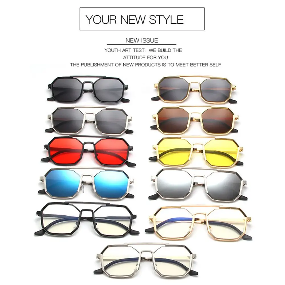 Men & Women Eyewear Small Polygon Sunglasses Metal Frame Sun Glasses Shades